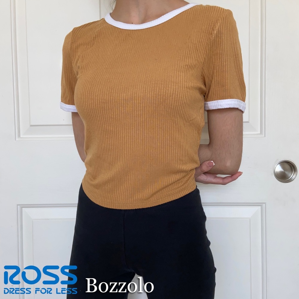 Ross: Bozzolo - Yellow Ribbed Top With White